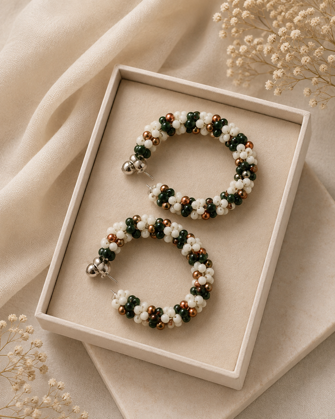Funky Silver Plated Pearl Hoops