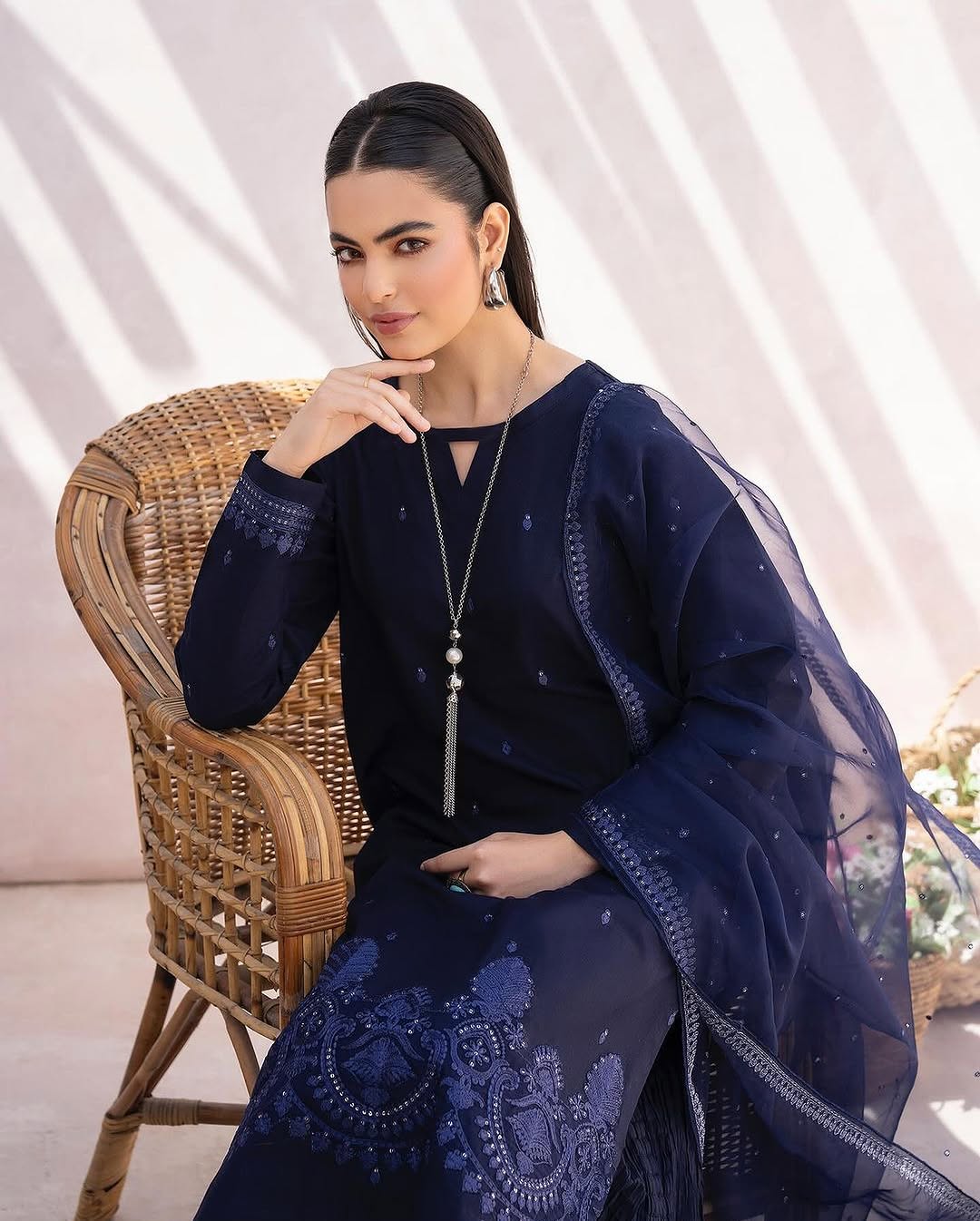 ZW-10050 Lawn Cotton Sequins Embroidered 3 Piece Suit By ZeeWear