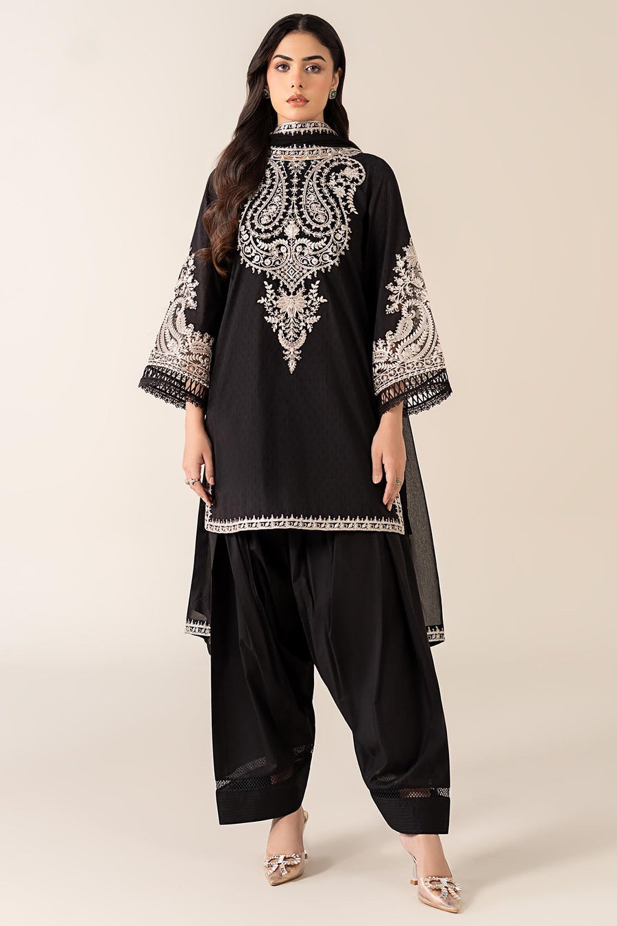 ZW-10059 — 3PC Embroidered Summer Suit by ZEEWEAR