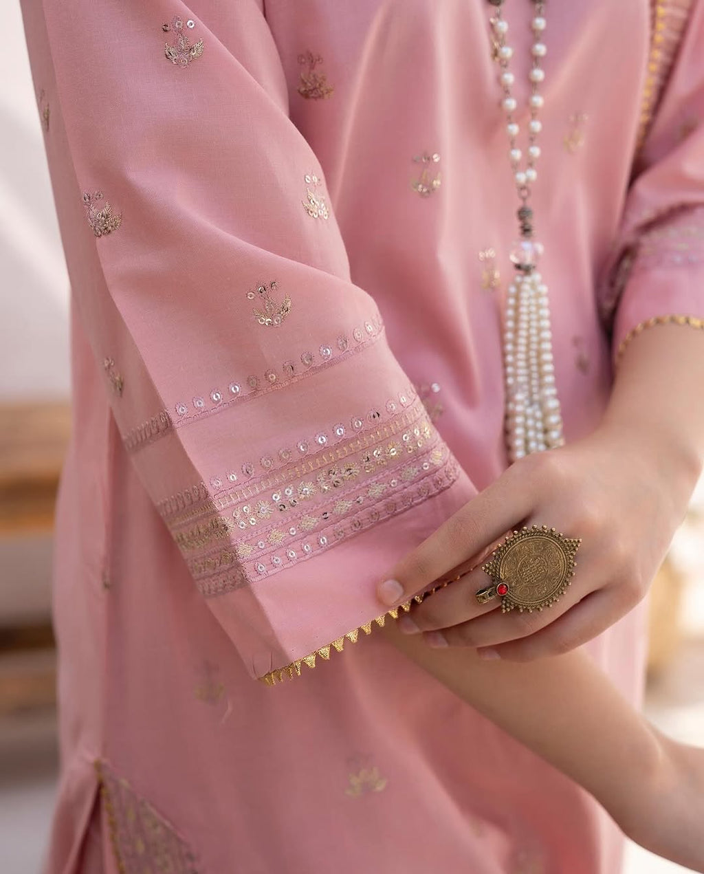ZW-10051 Tilla & Sequins Embroidered Lawn Cotton 3 Piece Suit By ZeeWear