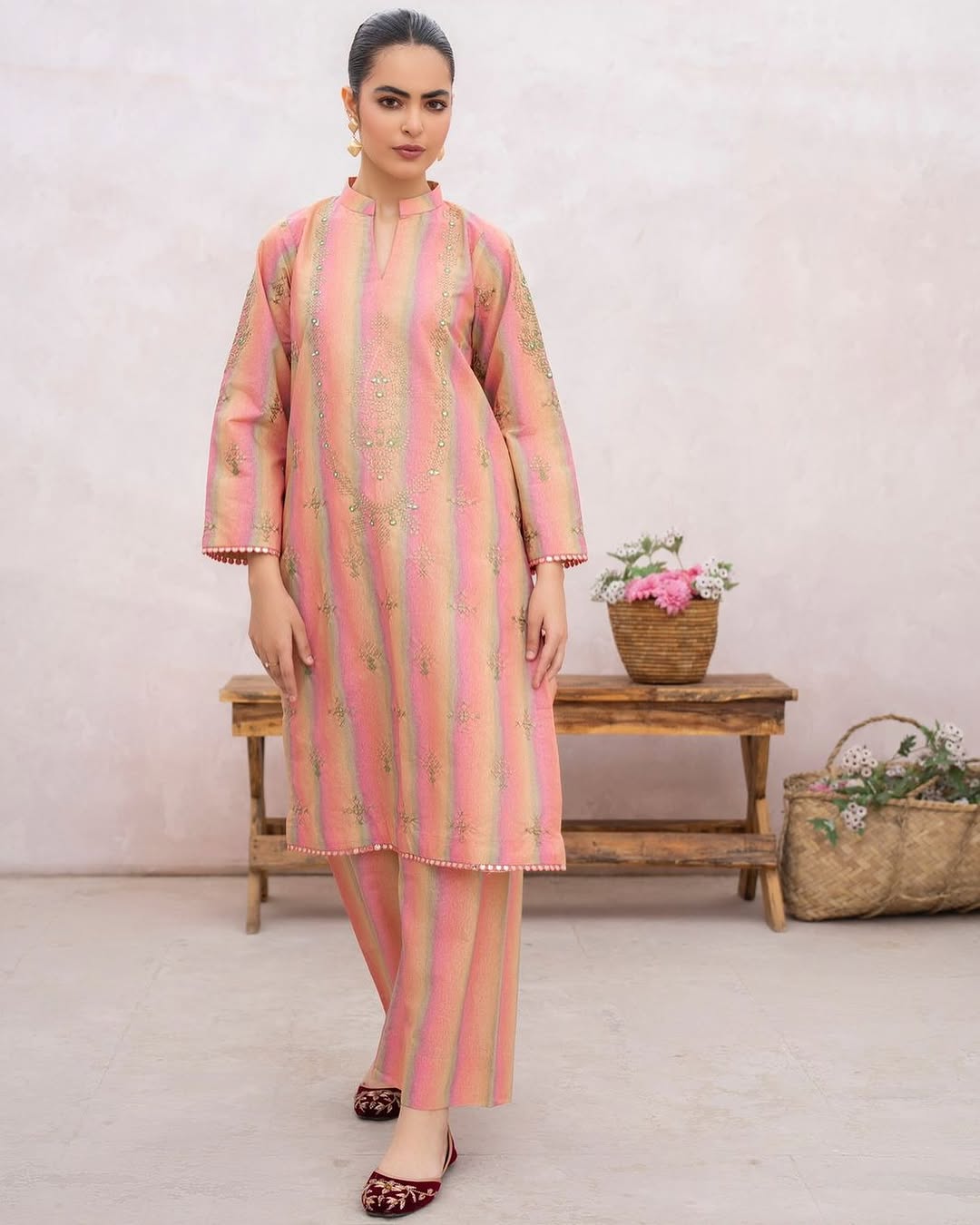 ZW-10049 Lawn Cotton Sequins Embroidered 2 Piece Suit By ZeeWear