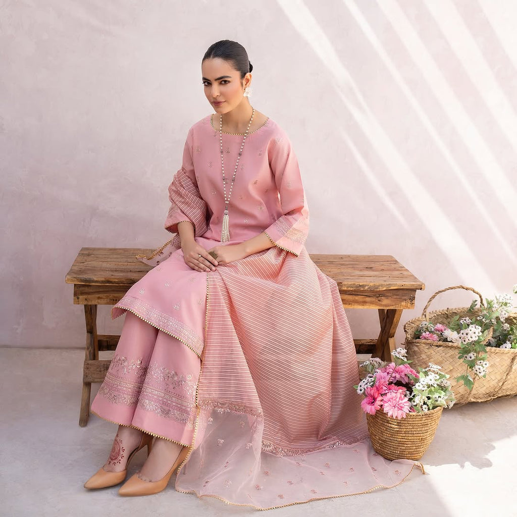 ZW-10051 Tilla & Sequins Embroidered Lawn Cotton 3 Piece Suit By ZeeWear