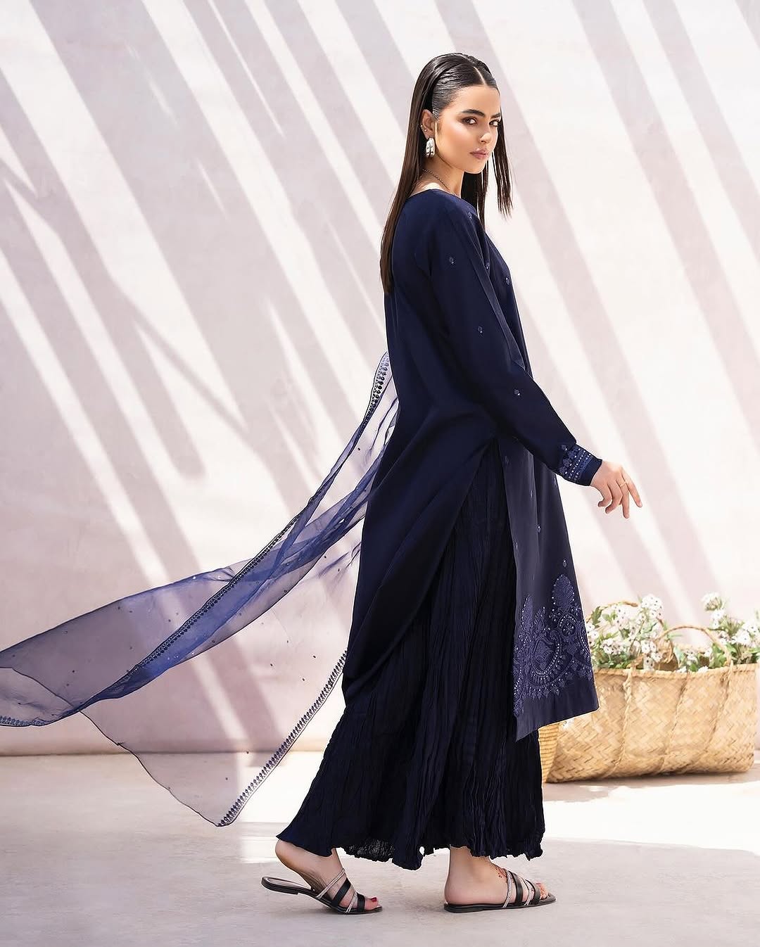 ZW-10050 Lawn Cotton Sequins Embroidered 3 Piece Suit By ZeeWear