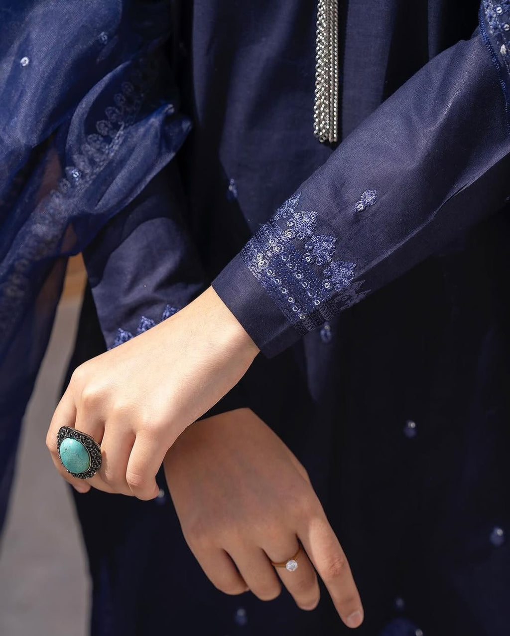 ZW-10050 Lawn Cotton Sequins Embroidered 3 Piece Suit By ZeeWear
