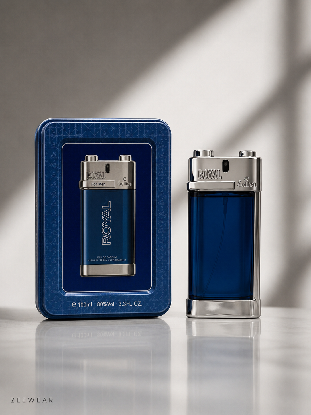 Premium Perfume 100ml Blue Bottle with Chrome Cap