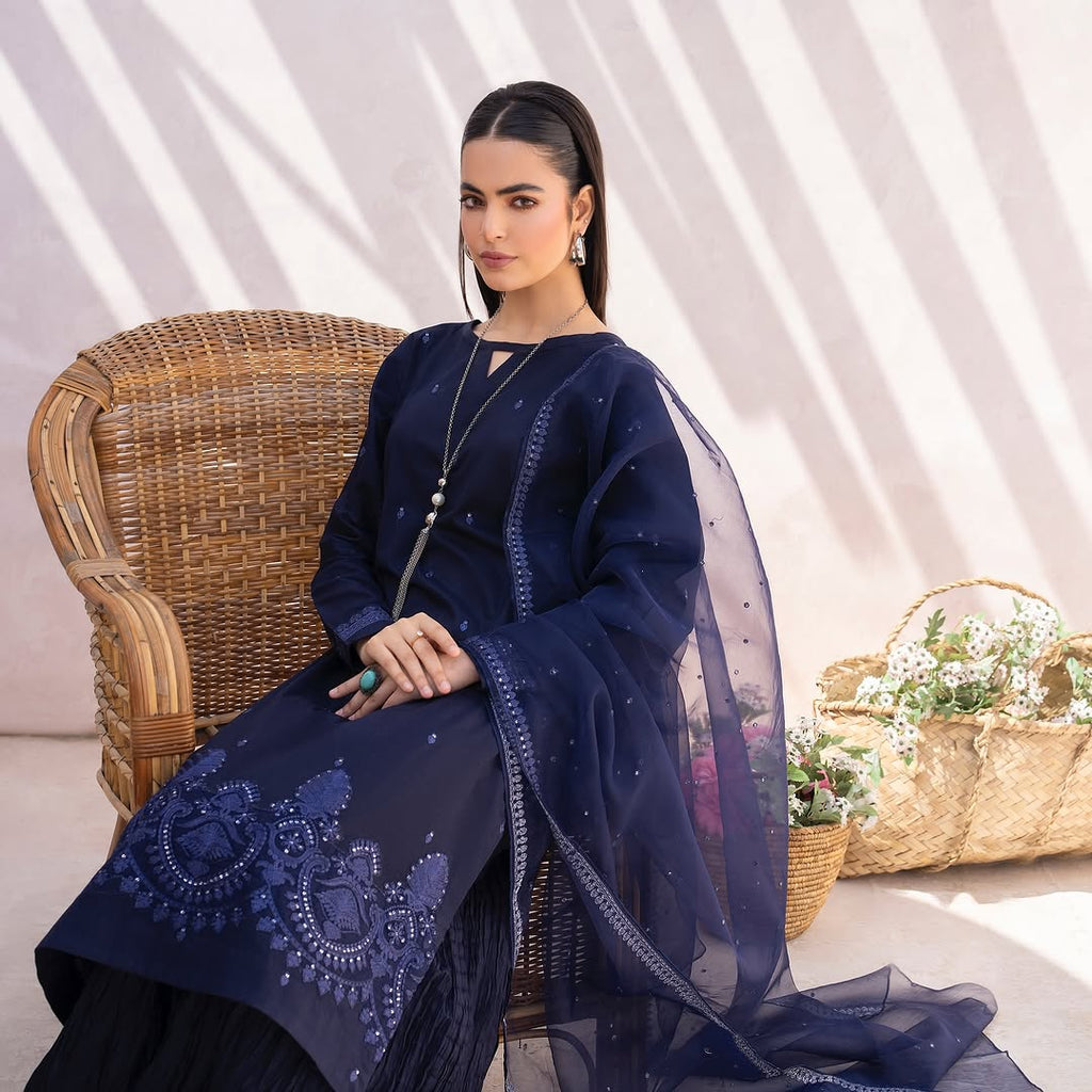 ZW-10050 Lawn Cotton Sequins Embroidered 3 Piece Suit By ZeeWear