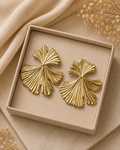 Leaf Design Gold Plated Resin Earrings