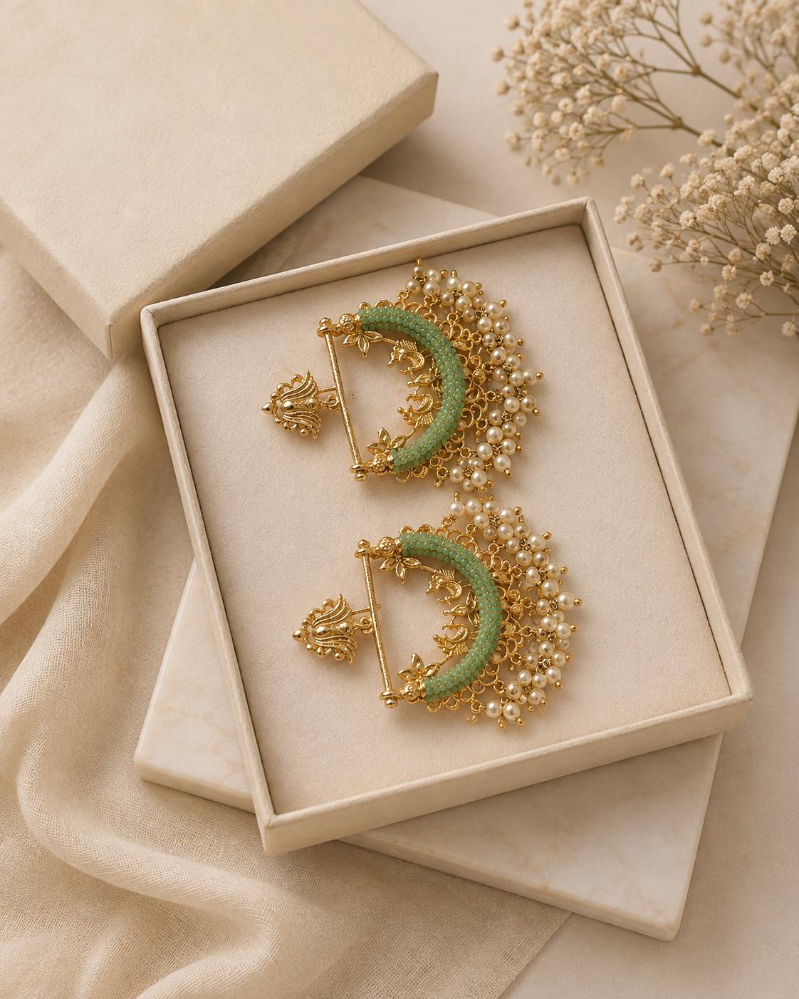 Rajasthani Design Gold Plated Gemstone Earrings